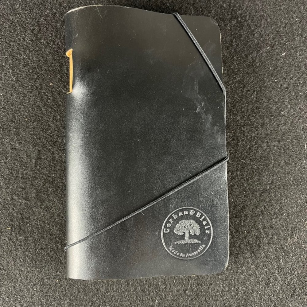 Corban & Blair Fine Black Leather Travel Jotter Notebook Made in Australia NEW